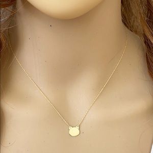 14K Solid Gold Mini Cat's Head Dainty Necklace